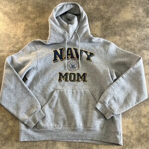 Navy Mom Hoodie SOFFE Women's SZ L Gray 50/50 Fleece Sweatshirt Midshipmen